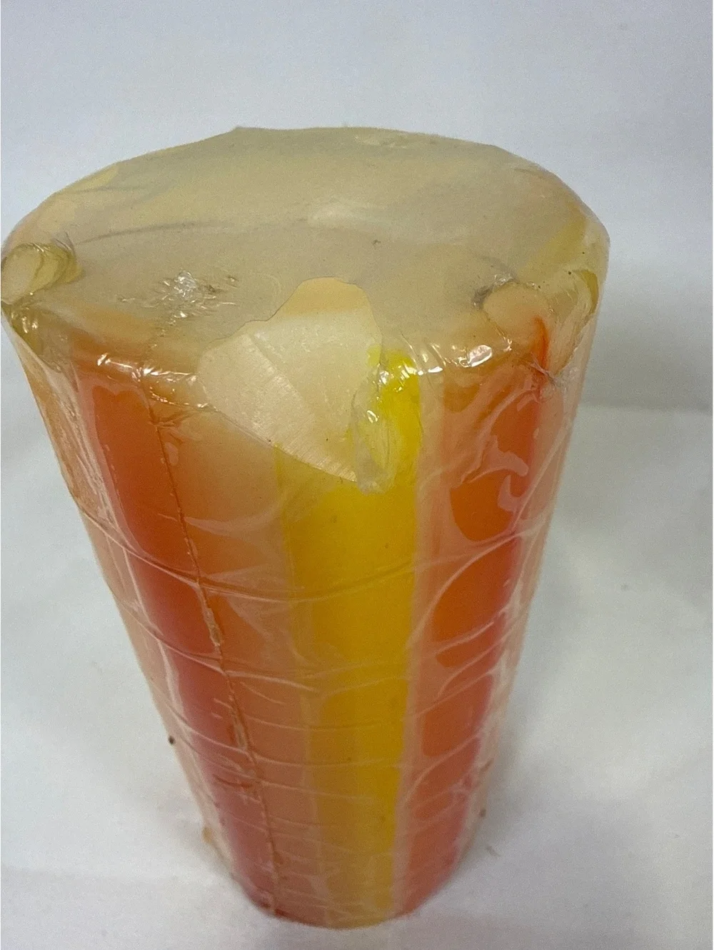 Vintage Style Multi-Color Unscented Halloween Harvest Striped Pillar Candle